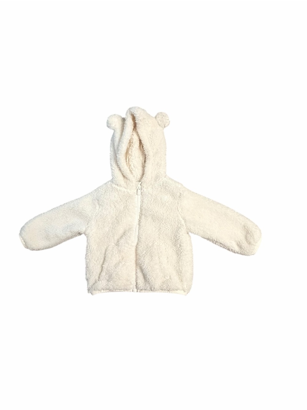 Old Navy Cream Plush Bear-Ear Zip Jacket for Kids 6-12M